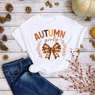 Thanksgiving Fall Plaid Bow Autumn Girly Tri-Blend Shirt