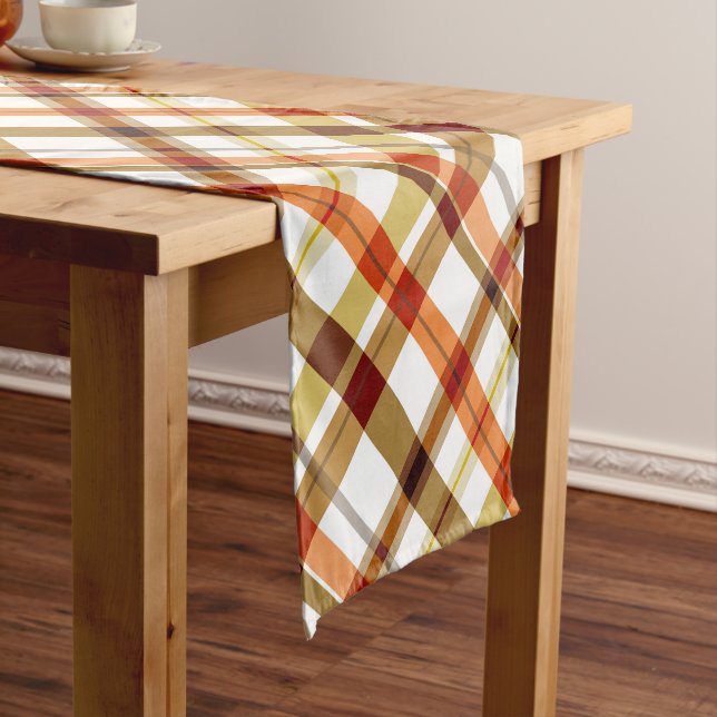Thanksgiving Fall Plaid Short Table Runner (In Situ)