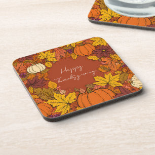 Thanksgiving Fall Pumpkin Greetings Coaster