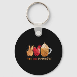 Thanksgiving Fall Women Peace Love Pumpkin Spice  Keychain