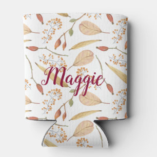 Thanksgiving Fall Woodland Pattern Can Cooler