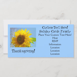 Thanksgiving! Family Photo Cards Blue Sunflower