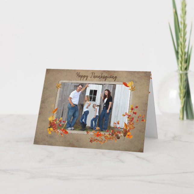 Thanksgiving Family Photo Frame Holiday Card (Front)