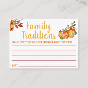 Thanksgiving, Family Traditions Game, Baby Shower Enclosure Card