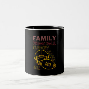 Thanksgiving Family Turkey Pie Football Two-Tone Coffee Mug