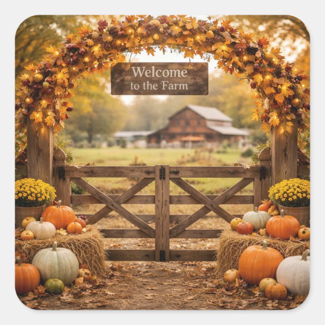 Thanksgiving Farm Square Sticker (Front)