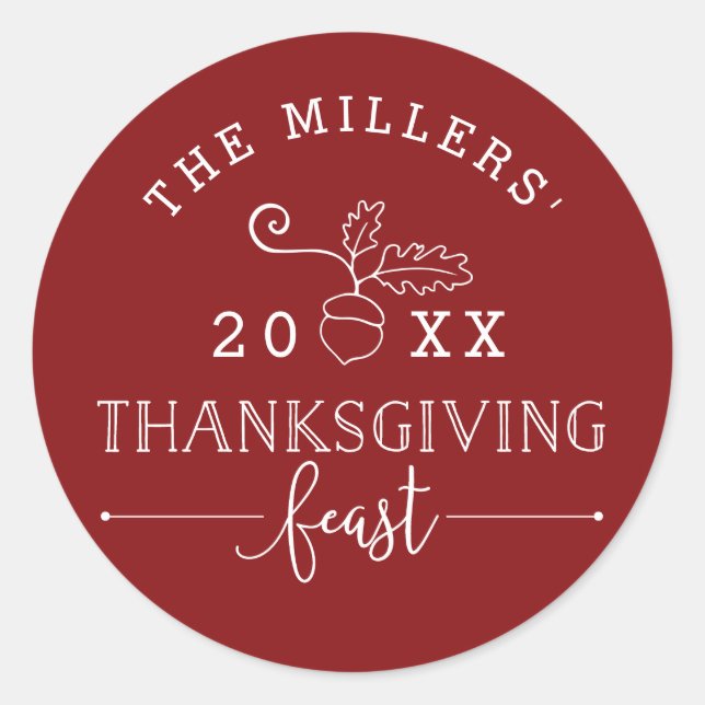 Thanksgiving Feast Classic Round Sticker (Front)
