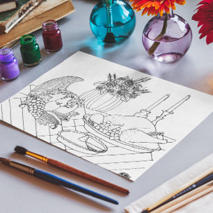 Thanksgiving Feast Colouring Book Postcard