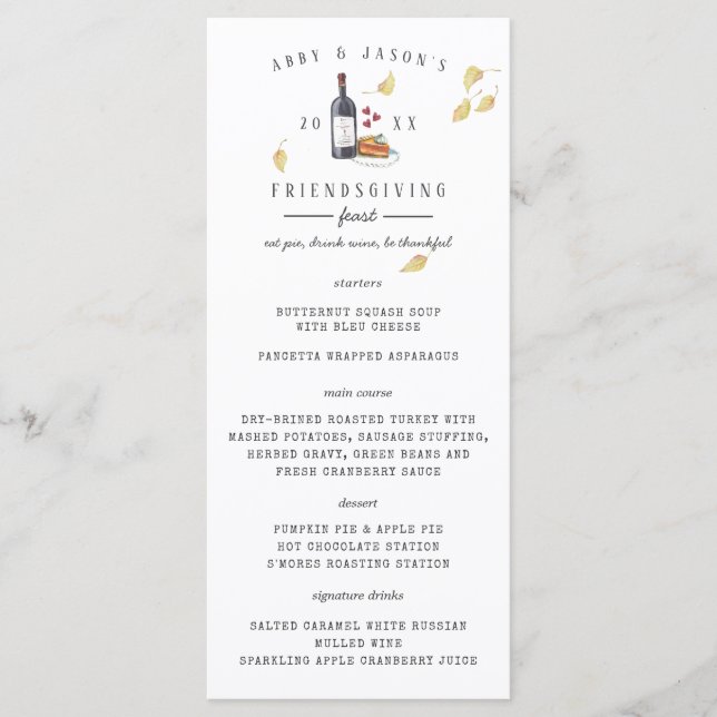 Thanksgiving Feast Custom Dinner Menu (Front)
