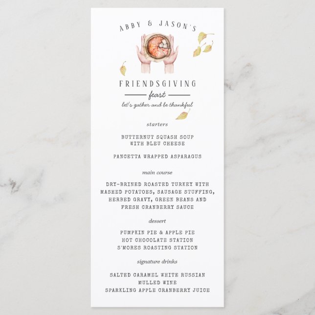Thanksgiving Feast Custom Dinner Menu (Front)