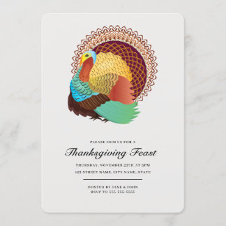 Thanksgiving Feast Dinner with Turkey Invitation