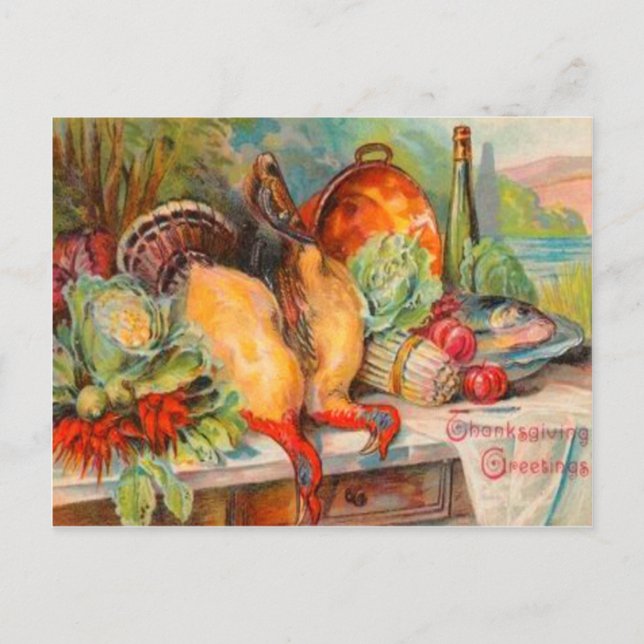 Thanksgiving Feast Holiday Postcard (Front)