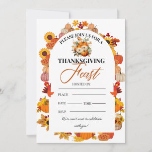 Thanksgiving Feast Invitation Autumn Floral