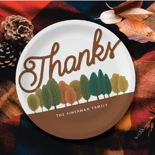 Thanksgiving Feast Personalized Autumn Forest Paper Plate