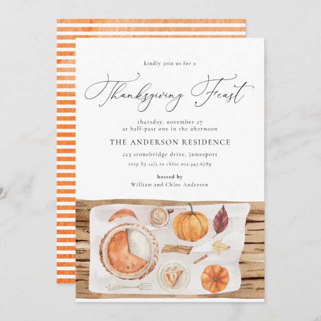 Thanksgiving Feast Pumpkin Fall Friendsgiving  Invitation (Front/Back)