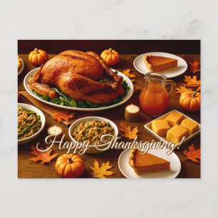 Thanksgiving Feast Table Postcard