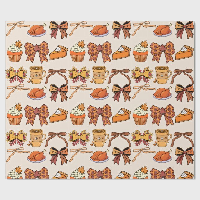 Thanksgiving Feast Themed Wrapping Paper (Flat)