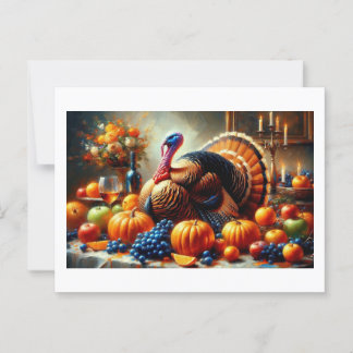 Thanksgiving Feast with Turkey,  Postcard