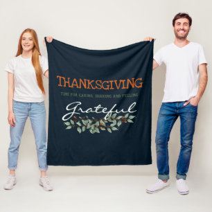 Thanksgiving   Feeling Grateful Modern Eucalyptus  Fleece Blanket