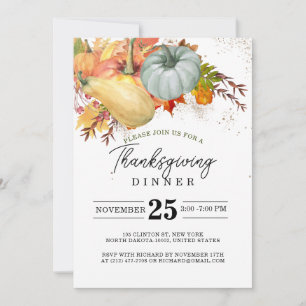 Thanksgiving Fest Friends Dinner Rustic Pumpkin Invitation