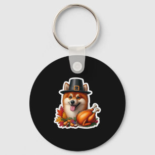 Thanksgiving Finnish Spitz Dog Owner Mom Dad Funny Keychain