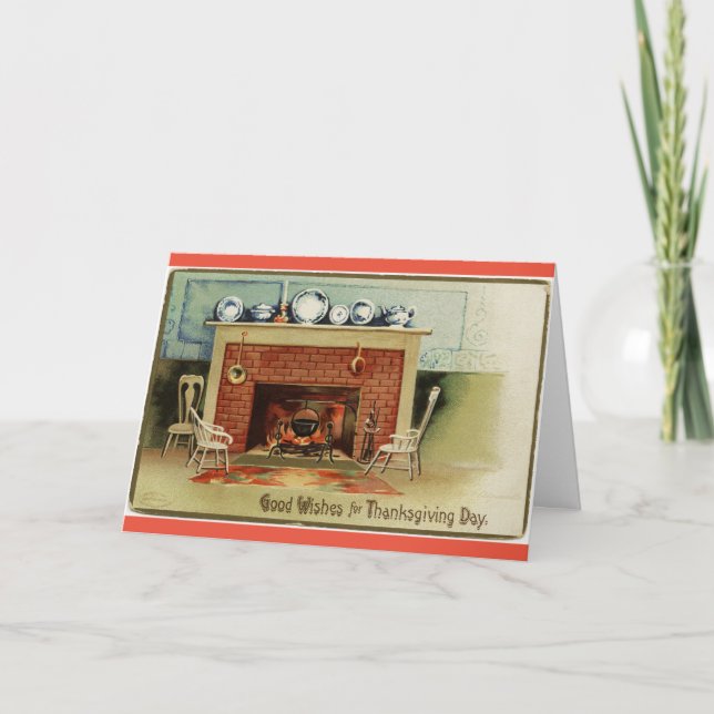 Thanksgiving Fireplace Holiday Card (Front)