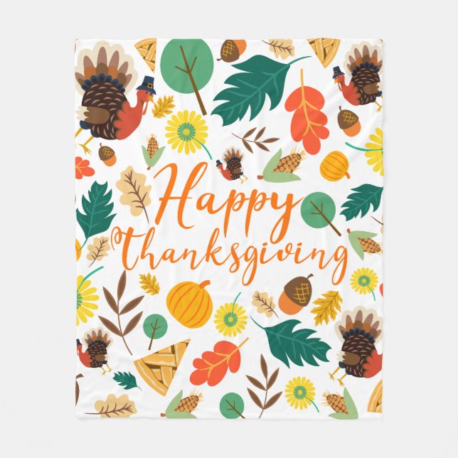 Thanksgiving Fleece Blanket (Front)
