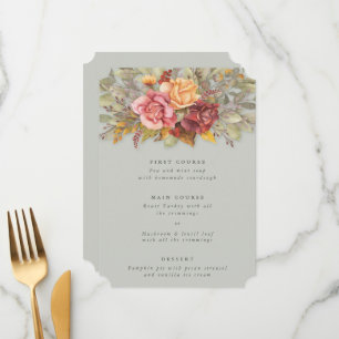 Thanksgiving Floral Border Flat 3 Course Menu