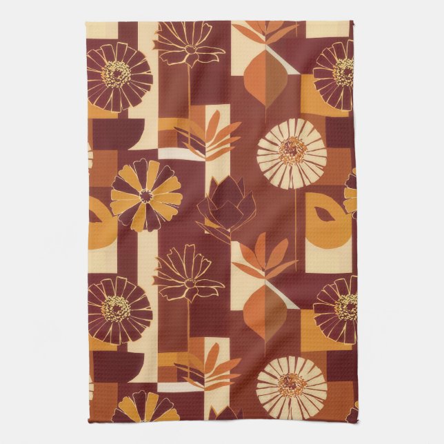 Thanksgiving Floral Harvest Pattern Kitchen Towel (Vertical)