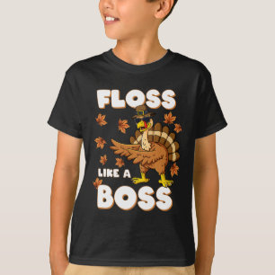 Thanksgiving Floss Like A Boss Turkey Pilgrim Boys T-Shirt