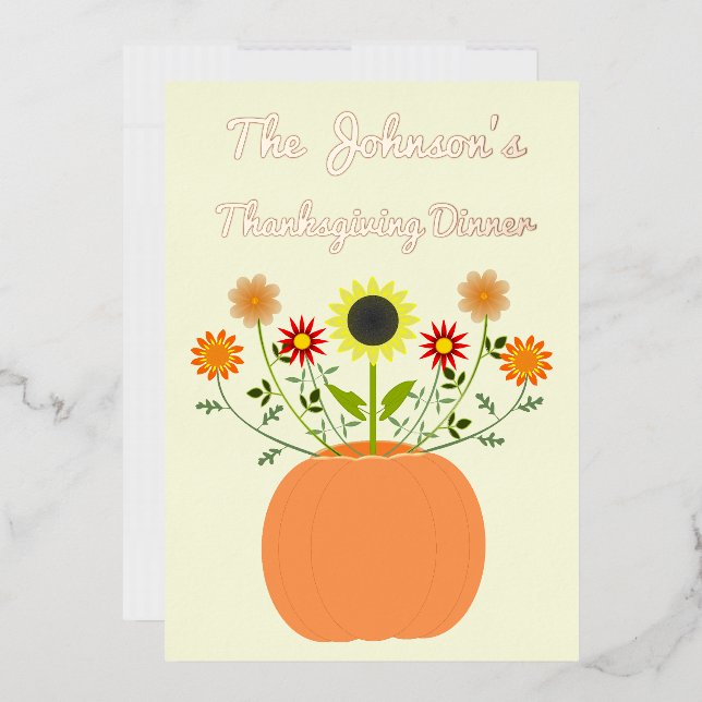 Thanksgiving Flowers in Pumpkin Custom Dinner (Envelope)