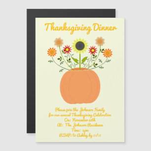 Thanksgiving Flowers in Pumpkin Custom Magnetic Invitation