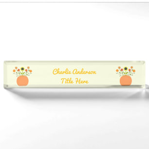 Thanksgiving Flowers in Pumpkin Custom Nameplate