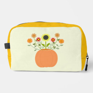 Thanksgiving Flowers in Pumpkin Dopp Kit