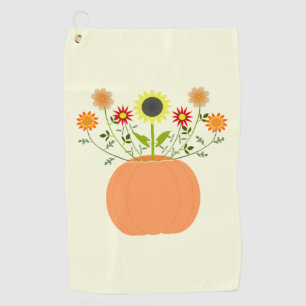 Thanksgiving Flowers in Pumpkin Golf Towel