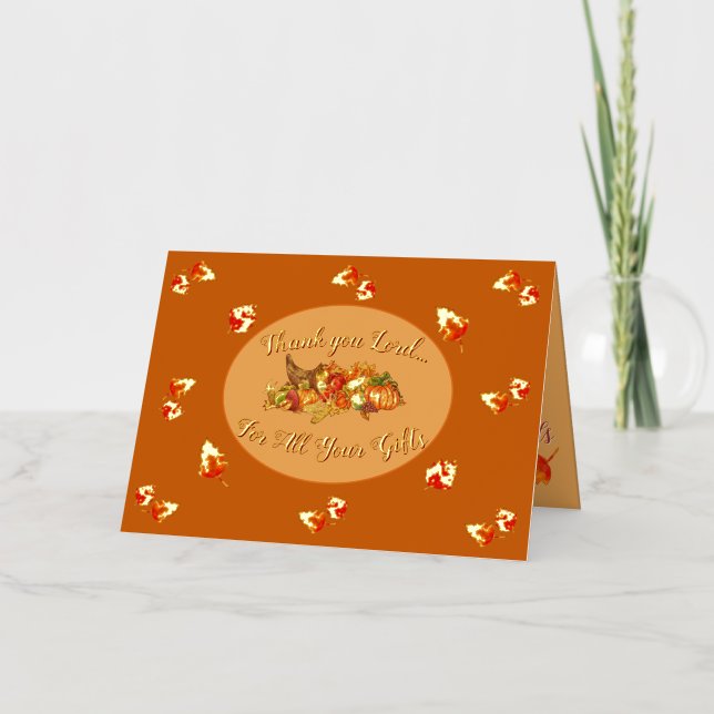 Thanksgiving Folded Foil Greeting Card (Front)