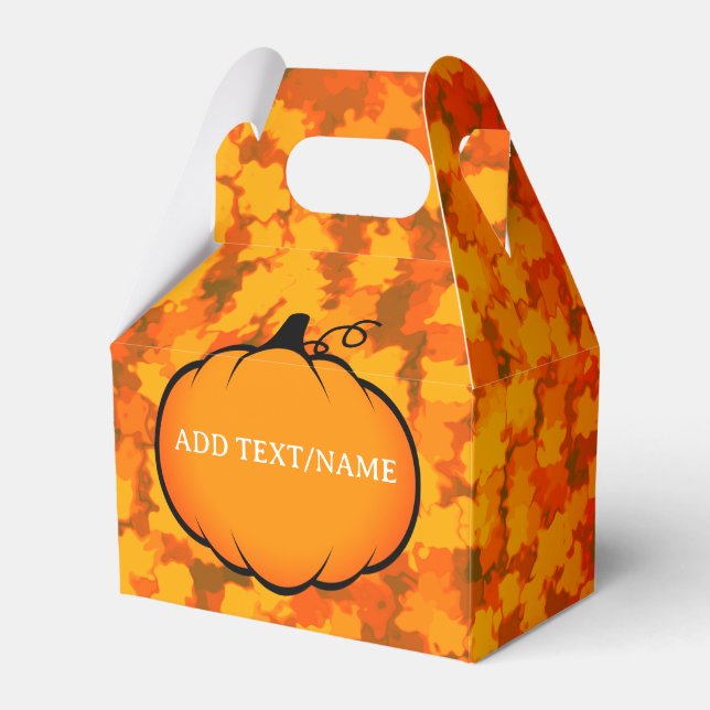 Thanksgiving Foliage Pumpkin Drawing Custom Text Favor Box (Front Side)