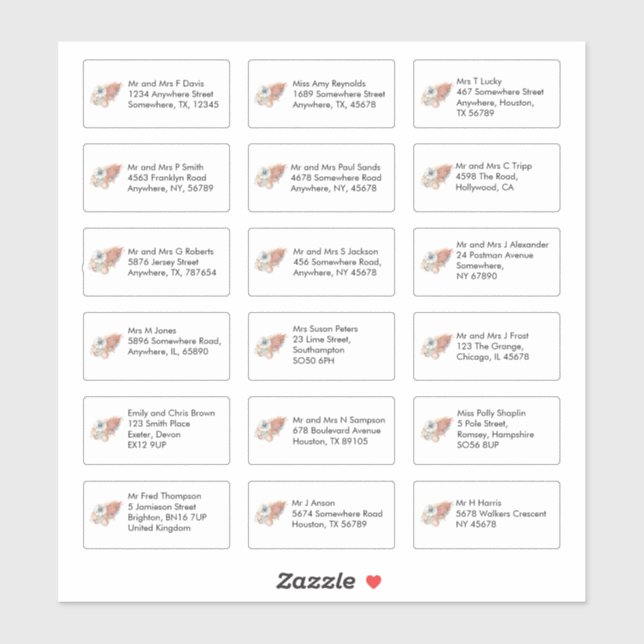 Thanksgiving Food 18 Individual Name Addresses (Sheet)