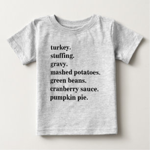 Thanksgiving Food Dinner List Personalized Baby T-Shirt