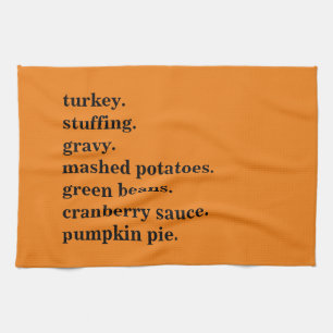 Thanksgiving Food Dinner List Personalized Kitchen Towel