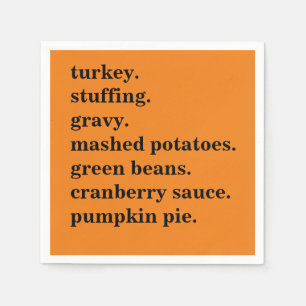 Thanksgiving Food Dinner List Personalized Napkin
