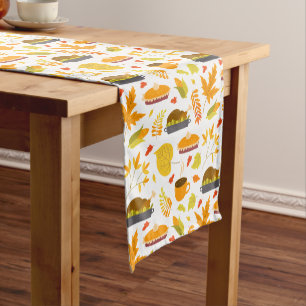 Thanksgiving Food Images Pattern Short Table Runner