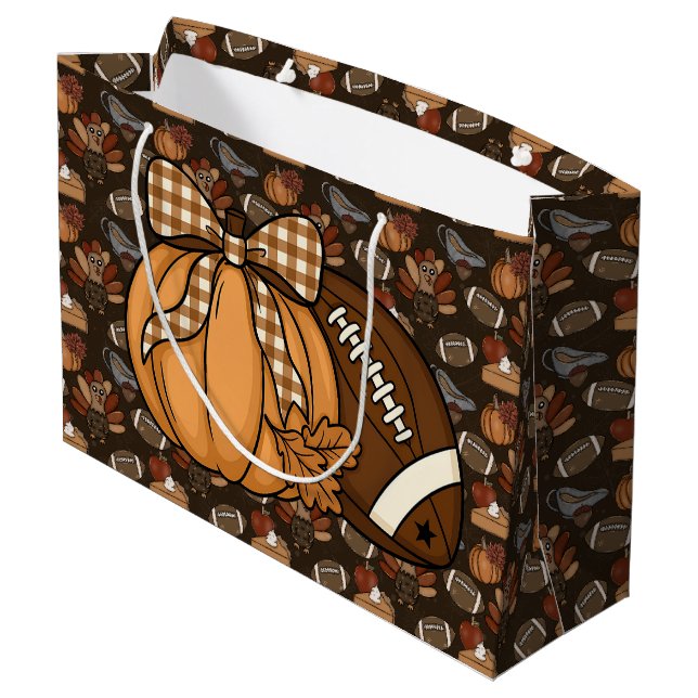 Thanksgiving Football  Large Gift Bag (Back Angled)