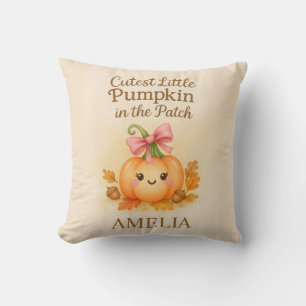 Thanksgiving for Baby Girl with Pumpkin Throw Pillow