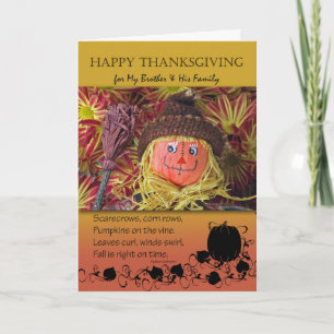 Thanksgiving for Brother and His Family, Scarecrow Holiday Card