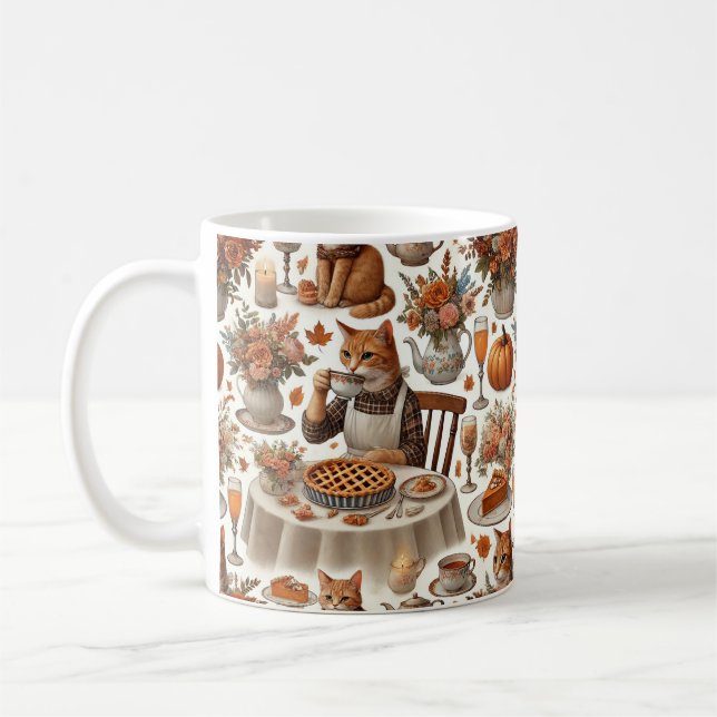 Thanksgiving for Cat Lovers Coffee Mug (Left)