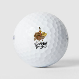 Thanksgiving for golfer with Cute turkey  Golf Balls
