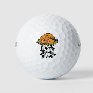 Thanksgiving for golfer with Cute turkey  Golf Balls