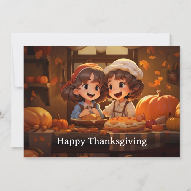 Thanksgiving for Kids 24 Holiday Card (Front)