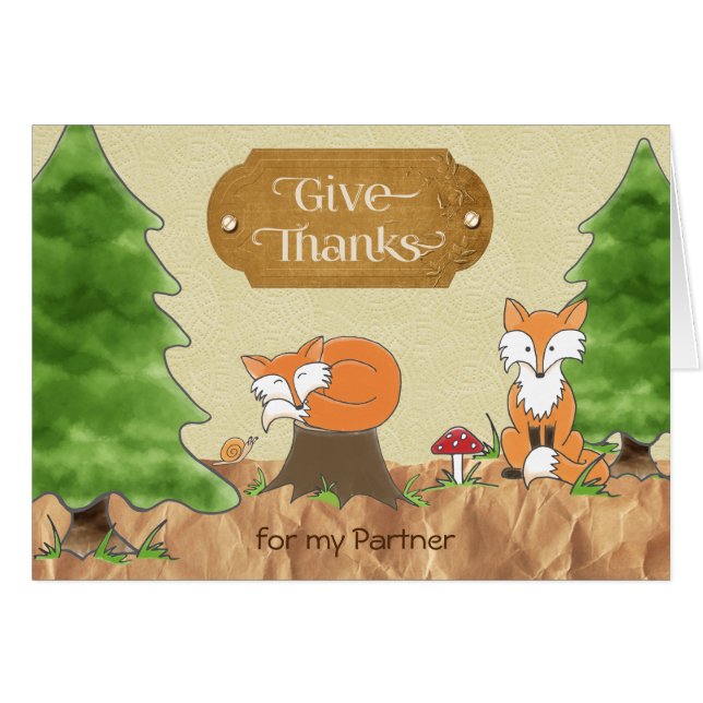 Thanksgiving for Partner Scrapbook-y Woods Foxes (Front Horizontal)